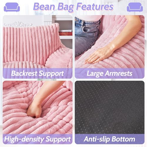 Image of HABUTWAY Comfy Floor Sofa Giant Plush Reading Chair Indoor Cozy Couch with Armrests Oversized Couch Upholstered Boneless Sofa Portable Cloud Couch Accent Chair for Living Room, Bedroom (Light Pink)