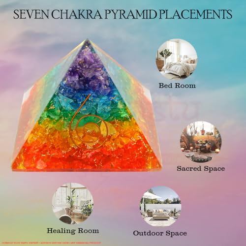 Image of 7-Chakra Pyramid | 2-Inch | Chakra Balancing Pyramid for Meditation, Energy Healing, and Spiritual Practices | Handcrafted with Genuine Gemstones