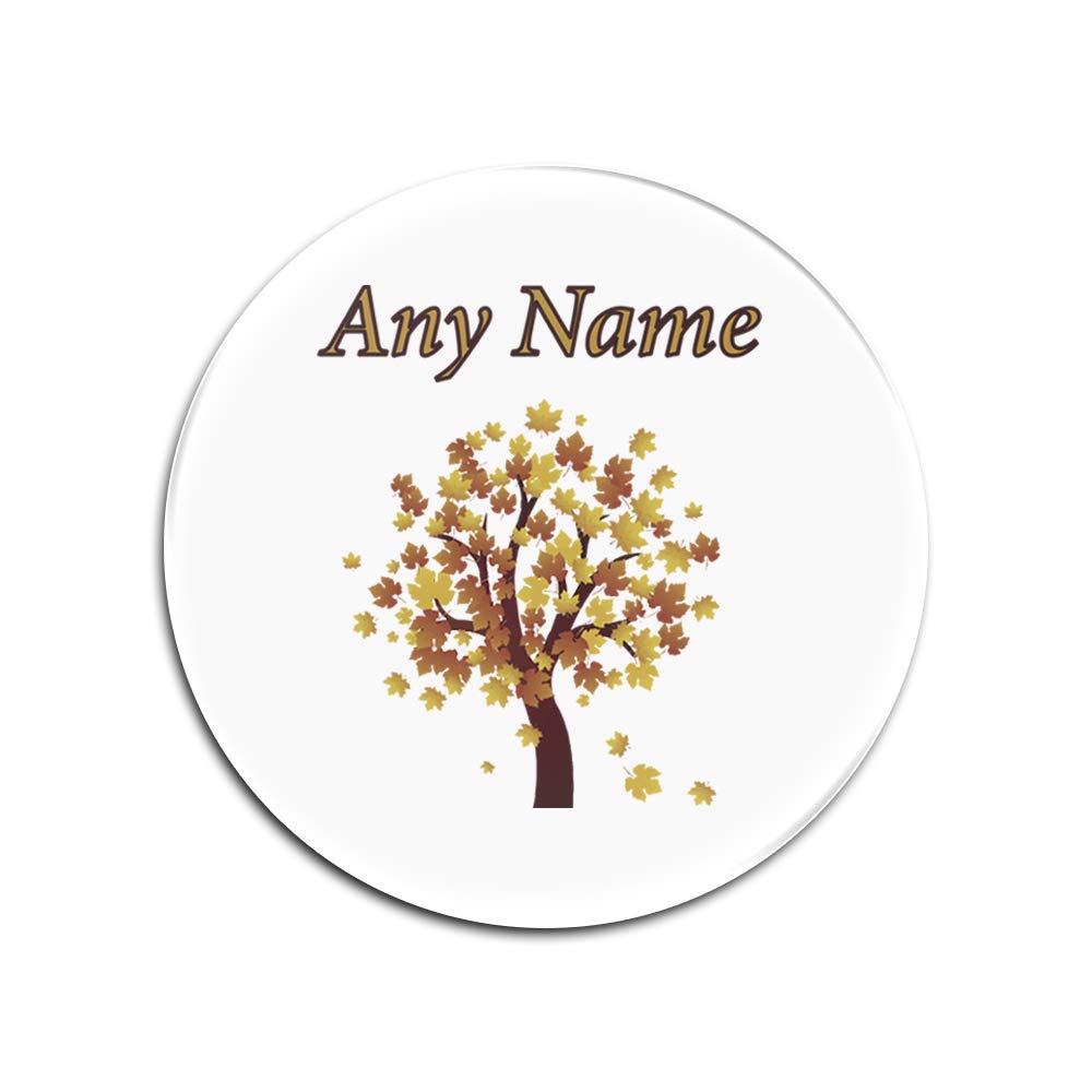 UNIGIFT Personalised Gift - Maple Tree Round Glass Coaster (Nature Plants Design Theme, Colour Options) - Any Name/Message on Your Unique - Mat Pad - Acer Leaves Red Yellow Orange