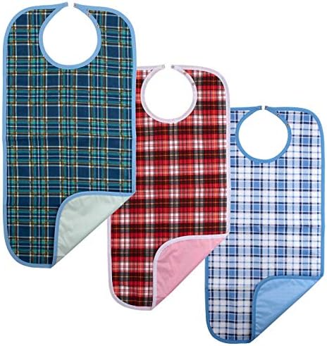 Adult Bib Clothing Protector,(3 Pack,18"x30")Washable and Reusable Bibs Clothing Protectors for Elderly, Seniors,Large Extra Long