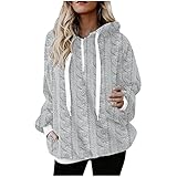Women's Hoodies Fuzzy Fleece Sherpa Pullover Tops Long Sleeve Winter Warm Hooded Sweatshirt with...
