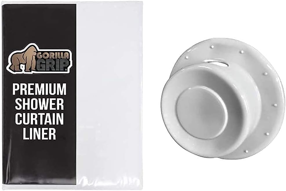 Gorilla Grip PEVA Shower Curtain Liner and Overflow Drain