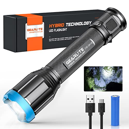 GEARLITE Antorcha LED súper brillante, impermeable potente antorcha con 3 pilas AA incluidas Cover
