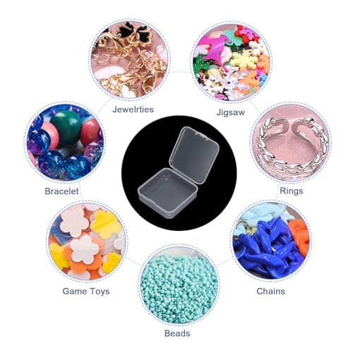 Image of uxcell 12Pcs Clear Small Plastic Beads Storage Containers with Lids, Square Anti-Oxidation Jewelry Storage Boxes for Small Items Craft, Beads, Ear Studs, Necklaces(3x2.95x1.02In)