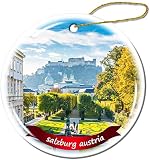 Fhdang Decor Salzburg Austria Christmas Ornament Porcelain Double-Sided Ceramic Ornament,3 Inches