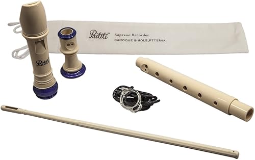 Vista 5 de Flauta dulce Paititi Soprano de 8 orificios con varilla de limpieza + gráfica de dedos + estuche para instrumento de música, Rosa Transparente