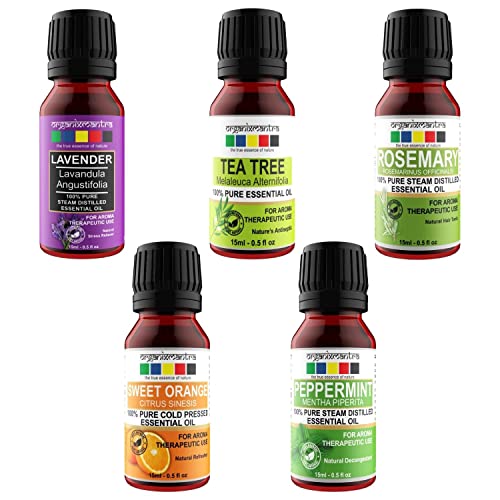 Image of Organix Mantra Essential Oils (Lavender, Tea Tree, Rosemary, Sweet Orange, Peppermint), 15ML - Set of 5