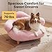 Veehoo Cute Pink Dog Bed, Elevated Dog Couch Bed for Small Medium Dogs, Raised Dog Bed with Washable Cover and Sturdy Wood Legs, Modern Wood Indoor Pet Bed with Frame and Soft Cushion
