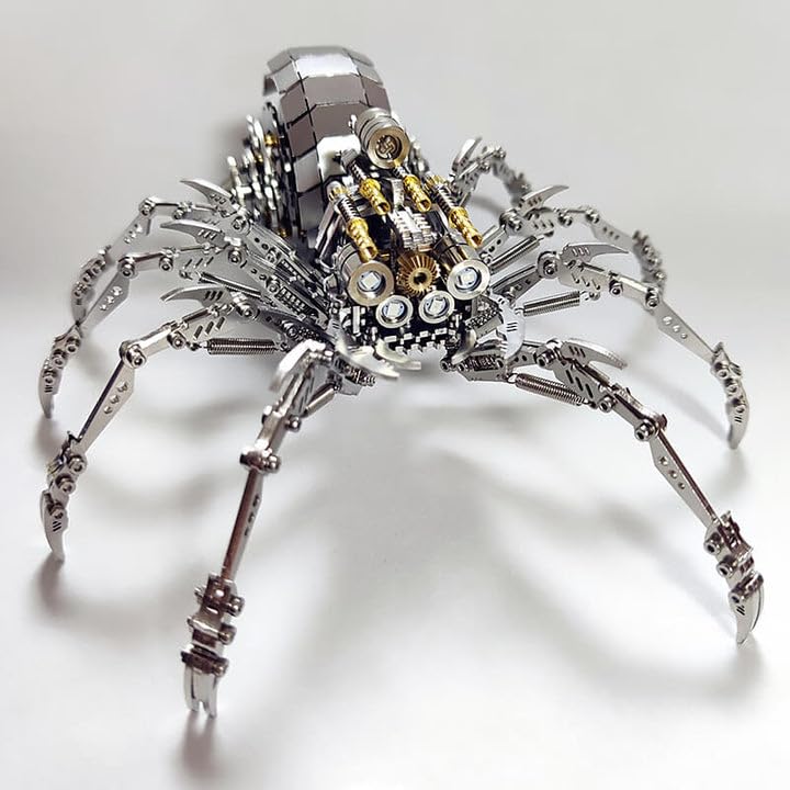Metalkitor Metalowe puzzle 3D dla dorosłych, zestaw modeli pająków z kolorowym światłem, steampunk, ozdoba DIY, rękodzieło, łamigłówka, idealna dekoracja pokoju i wybór na prezent (250 szt.)