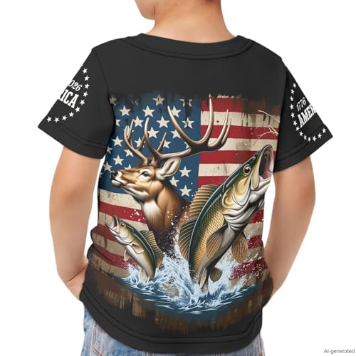 Image of WELLFLYHOM Kids Tshirts Girls Boys Short Sleeve Crewneck Tees Shirts Casual Sport Pullover Tops Size 3-16 Years