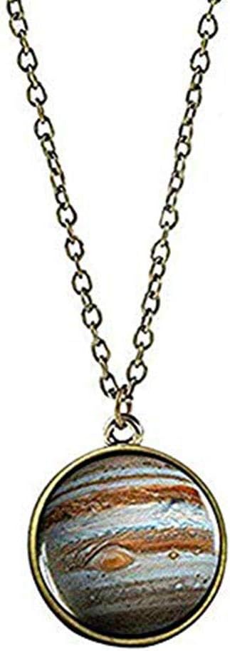 JczR.Y Eight Planets Necklace Pendent Double-Sided Glass Ball Universe Galaxy Solar System Guardian Jupiter Stars Necklace for Women (Jupiter)