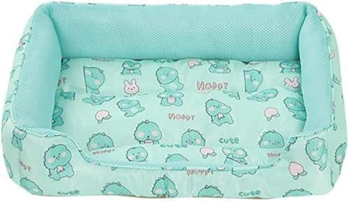 夏用 メッシュ材料 夏 ペット用クールベッド コーギー ブルードッグ 中型犬 犬猫 マット キュートスクエア 冷感地寝床 クエア ソファー 長持ち 洗える 丈夫 噛み耐え 耐久性 防水性 通気性 ひんやり おしゃれ 年中使え (グリーン,L)