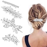 VelvetGlow 4Pcs Silver Rhinestone Hair Accessories, Wedding Hair Accessories For Women Shiny Clips For Bride, Wedding Crystal Hairpin Decorations Supplies For Graduation Ceremonies