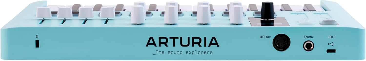 Arturia MiniLab 3-25 Key USB MIDI Keyboard Controller With 8 Multi-Color Drum Pads, 8 Knobs and Music Production Software Included, Aquamarine