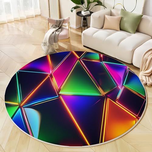 Tapis rond vert lavable en machine 140cm antidérapant pour chambre