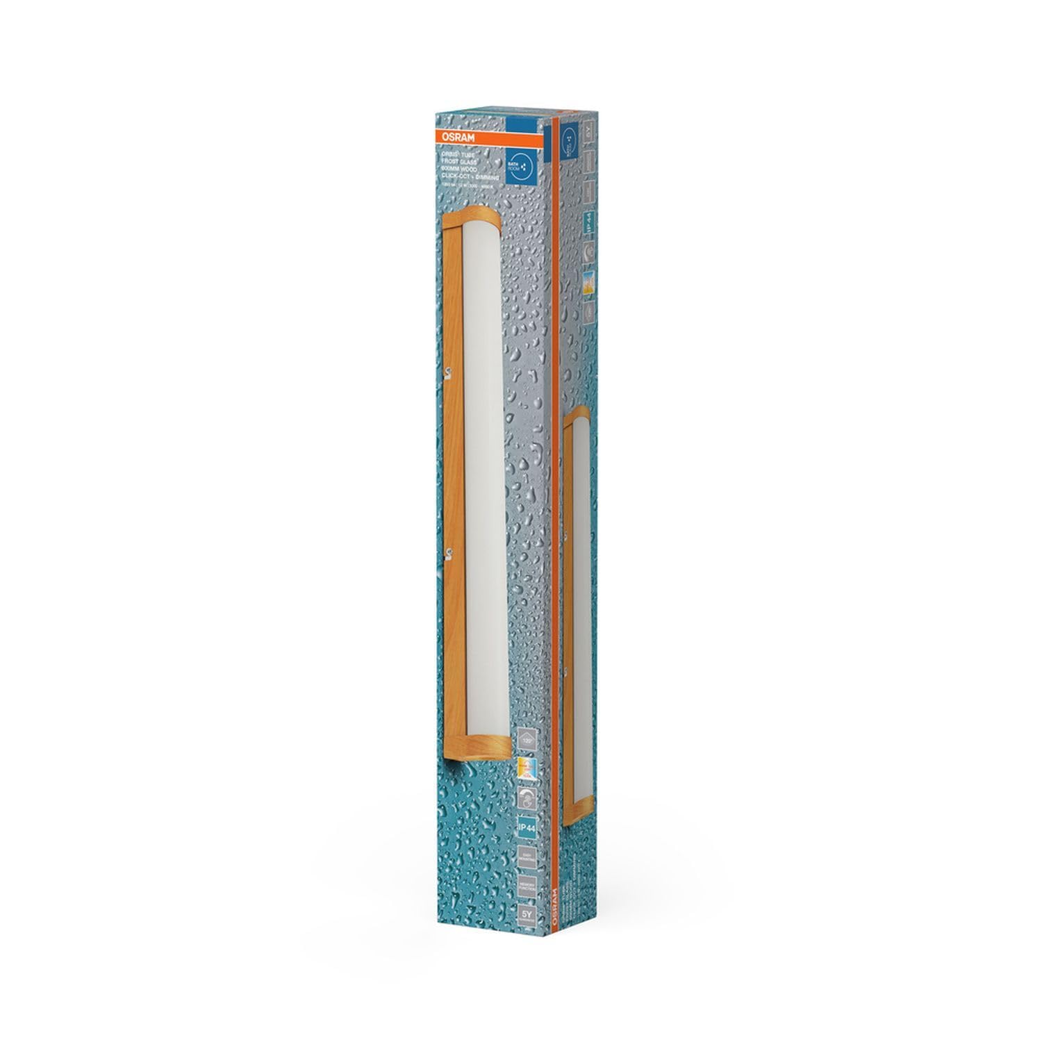 Licht-Erlebnisse LED Wandleuchte Aluminium Metall Holz 3000-4000 K IP44 CCT dimmbar modern gemütlich Bad WC Spiegel L:60 cm Wandlampe Wohnzimmer