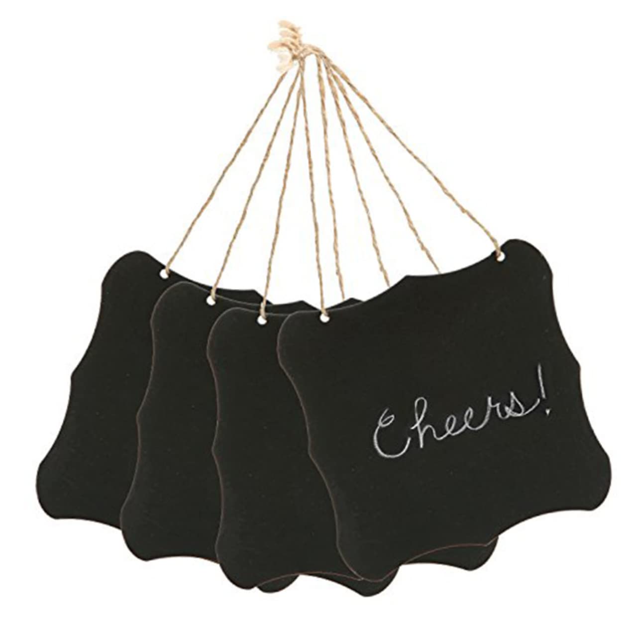 Happyyami Vintage Style Black Wooden Erasable Chalkboard Hanging Signs Decorative Message Boards for Weddings Parties and Crafts
