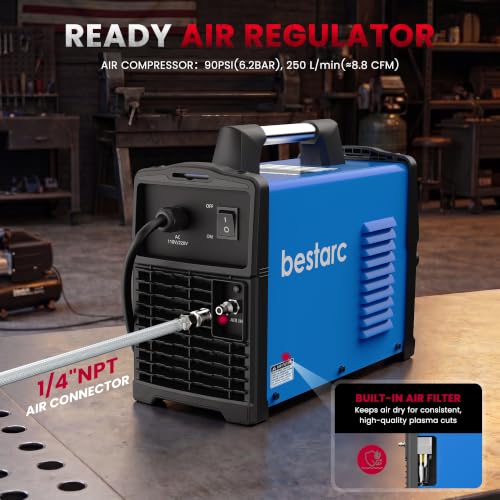 Image of Bestarc Pilot Arc Plasma Cutter, [Large LED Display][Air Sensor] 55A Plasma Cutter Machine 110 /220V Dual Voltage, 1 /2 Inch Clean Cut 4 /5 Inch Max Cut, Post Flow Mesh, 2T /4T for Beginners DIY