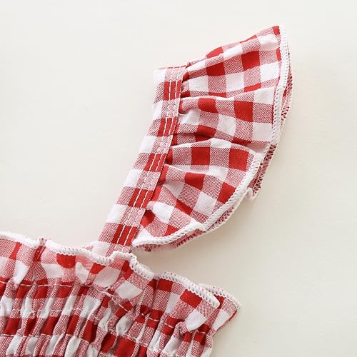 Baby Girl Clothes Romper overall Pants Plaid Sleeveless Ruffle Halter Jumpsuit2