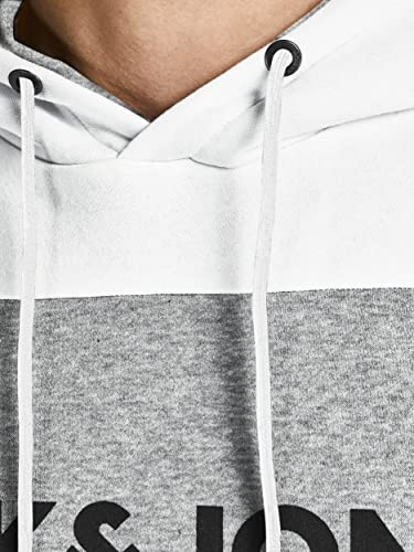 JACK & JONES Herren JJELOGO Blocking Sweat Hood, Weiß (White/Reg) , XL – Ansicht 4