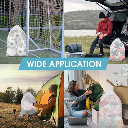 Image of MUTMAIN Mesh laundry Bag for washing machine Large, Clothes Organizer Pack of 2, Foldable Mesh Laundry Bag with drawstring closure, Cloth Storage Organizer, Travel Pouch Packing Bags (White Pack of 2)