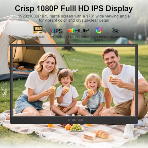 Image of Portable Monitor, 15.6 inch 1080P USB-C HDMI Travel Monitor Built-in Stand VESA, External Screen for Laptop, PC, Mac, PS, Xbox, Swich IPS HDR Ultra-Thin