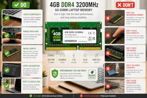 Image of 4GB DDR4 3200MHz OEM Laptop RAM Compatible with Samsung [Key Specs: PC4-25600 /3200AA | 260-Pin SO-DIMM | CL22 | 1Rx16 | 1.2V | Non-ECC] | 3 Years Seller Warranty