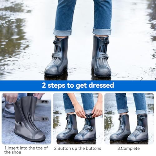 HERCHR Cubrezapatos Impermeables, Protectores de Zapatos Reutilizables Antideslizantes para Hombre (L) miniatura 5
