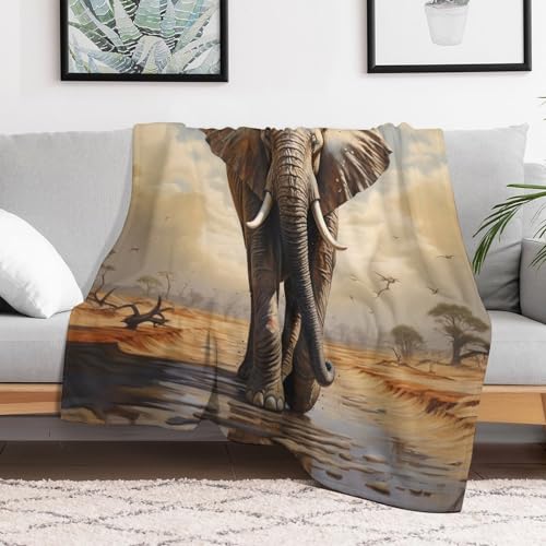 Couverture éléphant anti-froid plaid doux pour protéger le canapé