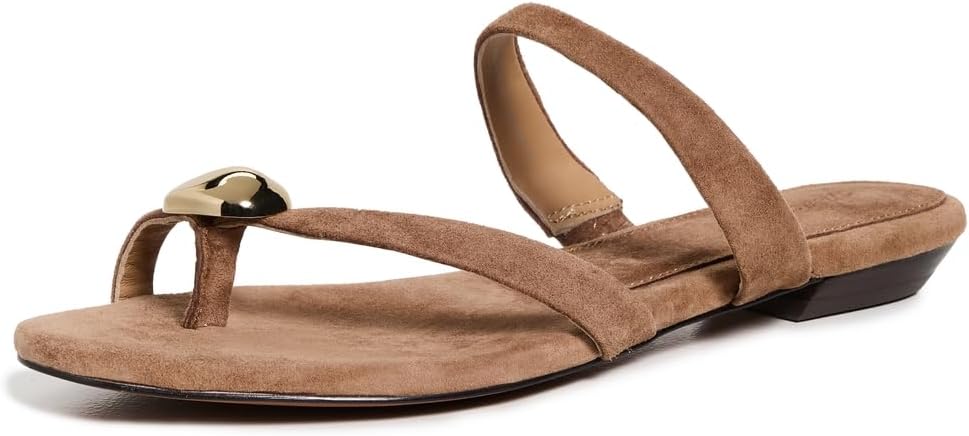 Madewell Women's The Mila Organic Hardware Thong Slide Sandals in Leather