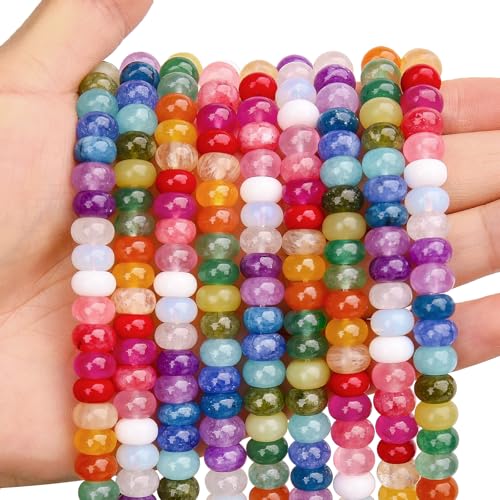 BONNY BOXX 1 Strand Natural 5 * 8mm Mulitcolor Rondelle Beads Natural Abacus Disk Stone Beads Loose Spacer Gemstone for DIY Bracelet Necklace Jewelry Making