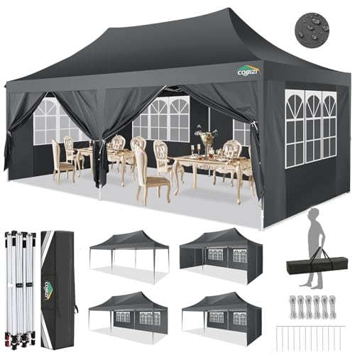 COBIZI 10x20 Pop Up Canopy Tent with Sidewalls,Party Tent Outdoor