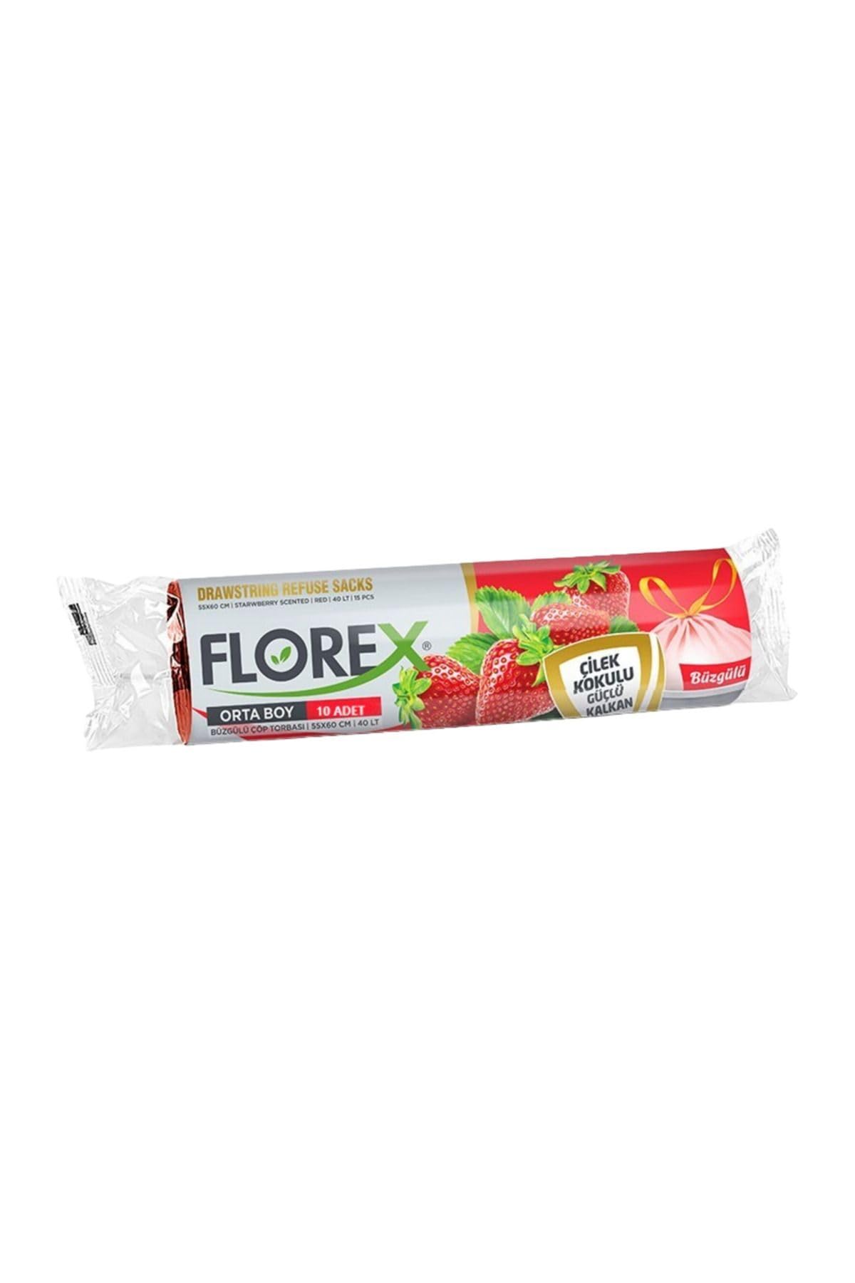 Florex Büzgülü Çöp Torbası 55x60 Cm 3'lü Eko Paket Lavanta-Çilek-Limon Kokulu