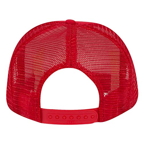 Otto Cap Youth 5 Panel High Crown Mesh Back Trucker Hat Polyester Foam Front Red3