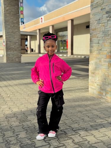 Image of Rolanko Girls Rain Jacket Lightweight Waterproof Hooded Kids Raincoat 6-16 | Kids Windbreaker, Water-Repellent, Sealed Zip Pockets, Reflective Strips, Extended Hood, Outdoor, School Daily, Travel