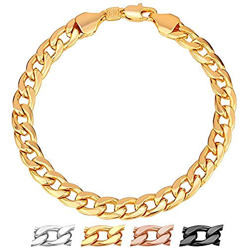 GM Jewelry 18K Real Gold Plated Curb/Cuban Link Bracelet 8'' 6MM