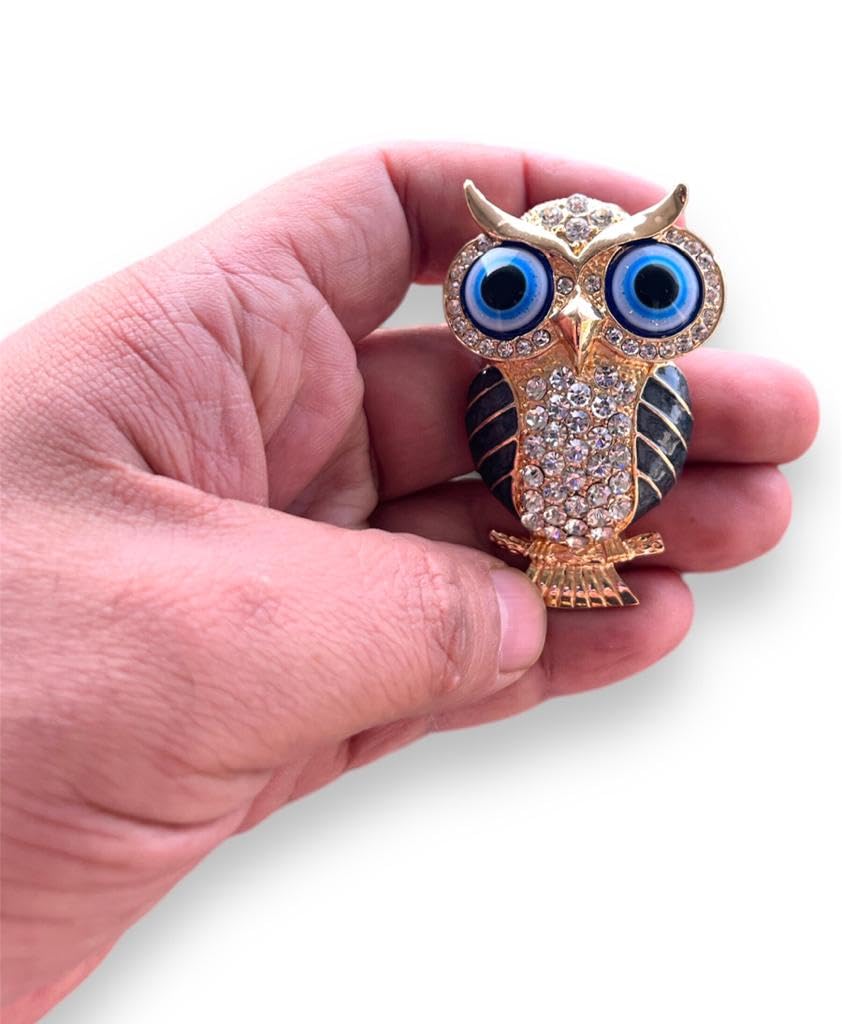 BLUE BEADS Gold with Evil Eye Crystal Rhinestone Sparkling Owl Fridge Sticker Magnet - Sign of Good Luck & Protection (Black) (B0CPVDSV4R) Amazon Price History, Amazon Price Tracker