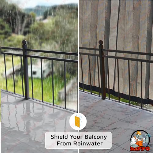 Image of HIPPO Heavy Duty Waterproof Outdoor Curtain 260 GSM - HDPE Coated Light Filtering Curtain for Lawn, Garden, Patio, Balcony & Hotel Outdoor Areas (4 Feet X 4.5 Feet, 2IN1 Pebble-Grey, 2 PC)