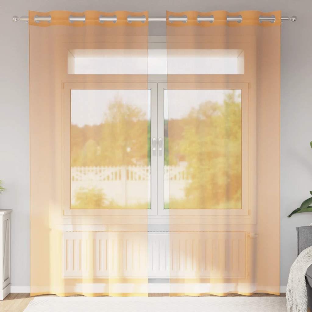 Rideaux en voile orange 140x225 cm avec œillets pour salon