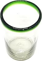 Vista 6 de Vasos para beber con borde verde esmeralda de 14 onzas (juego de 6), vidrio reciclado, sin plomo, sin toxinas (beber)