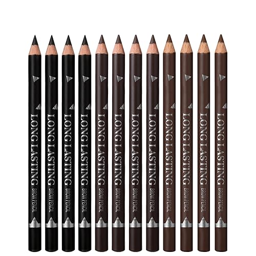 Eyebrow Pens Set, 12 PCS Eyebrow Eyeliner Pencils Set, Waterproof Brow Pencils, Easy Makeup Eyeliner Pens