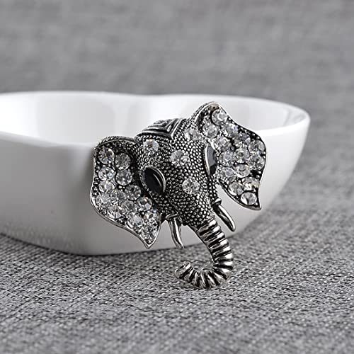 2PCS Animal Brooch Vintage Alloy Inlaid Rhinestone Female Elephant Collar Brooch Pin Badge for WOMEN - Image 5