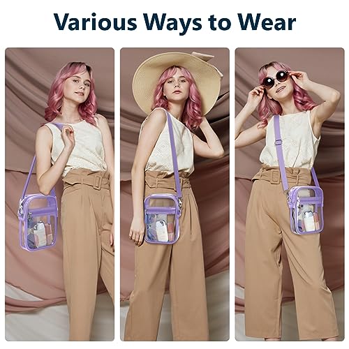 Image of PACKISM Clear Purse for Stadium Events - Clear Crossbody Bag for Women | Adjustable Wide Strap, 2 Easy-Access Pockets, Thick 0.5mm PVC, for Sport Game Day Concert Festival, Clear Bag Stadium Events