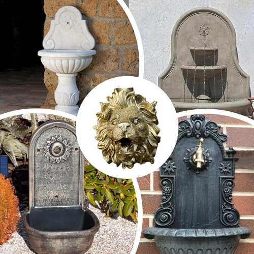 Wylewka fontanna z lwem, fontanna ścienna z wodospadem, fontanna z żywicy