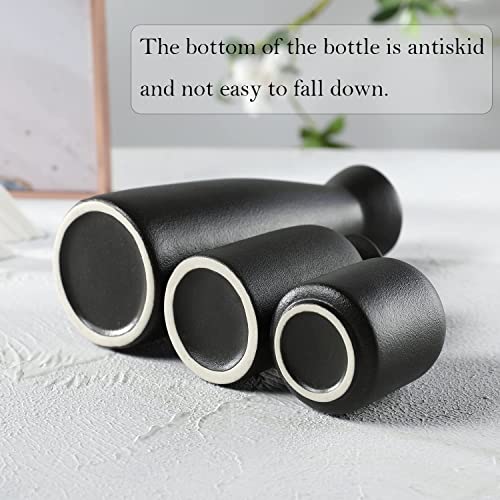 Vases en céramique noire miniatures au design géométrique mat - 3
