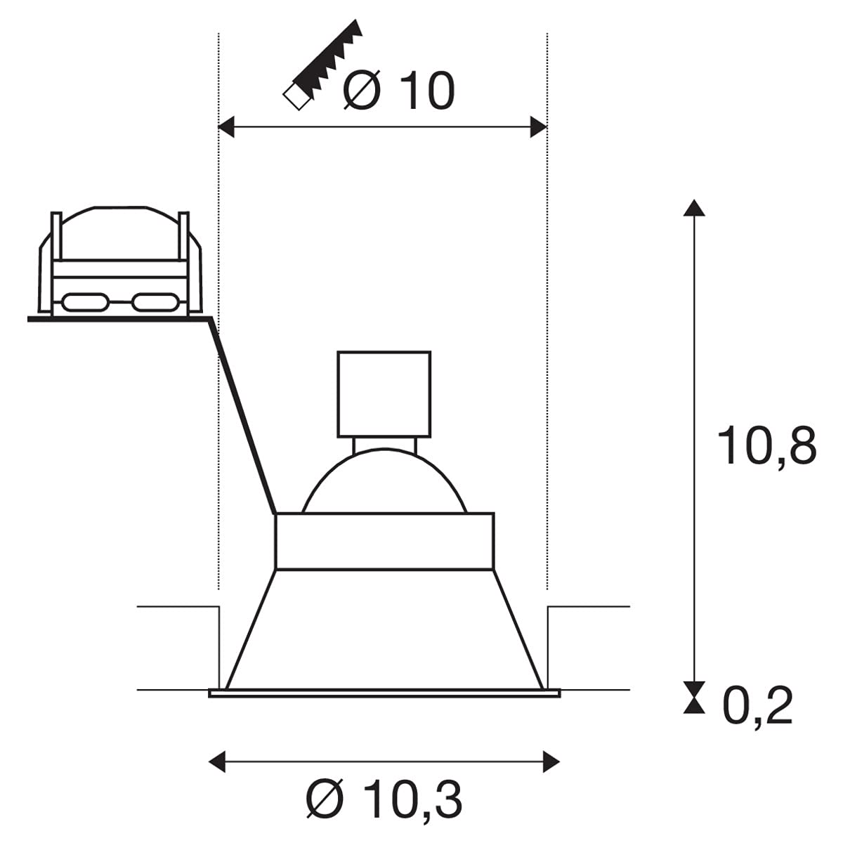 SLV LED Einbaustrahler HORN-O, rund, IP21 | Dimmbare Decken-Lampe zur Beleuchtung innen | LED Spot, Fluter, Deckenstrahler, Deckenleuchte, Einbau-Leuchte | 1-flammig, GU10 QPAR51