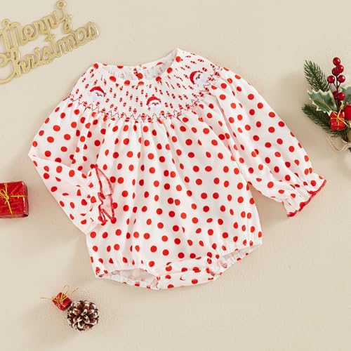 Toddler Baby Girl Christmas Thanksgiving Outfits Plaid Puff Sleeve Smocked Bubble Romper Frill Trim Ruffle Bodysuit3
