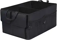 Organizador Porta Malas Carro Dobrável Impermeável com Alça, Divisórias e Bolso Externo, Baú Multiuso para Veículos, Viagens e Uso Diário