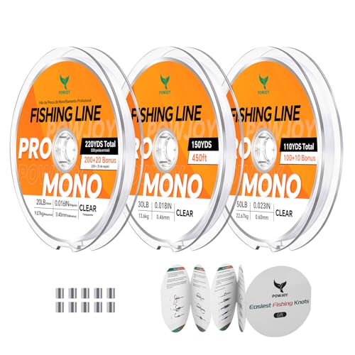 Image of Monofilament Fishing Line with Knot Guide Card, Tangle-Free Snap Ring for No More Mess, Low Memory Smooth Casting Nylon Mono String, 15 /20 /30 /50 /80LB, 220-1050 Yards
