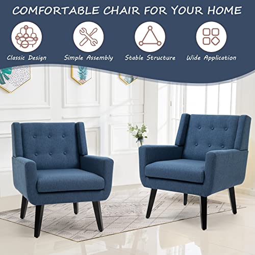 Sillón con reposabrazos moderno azul miniatura 5